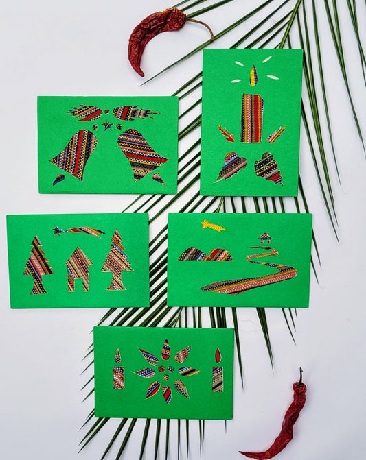 Handcut Holiday Textile Cards (Set of 4)